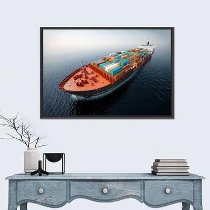 Container Ship at Sea Wall Art