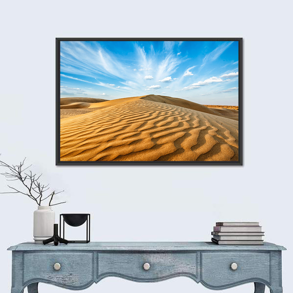 Minimalist Thar Dunes Wall Art in a room, landscape