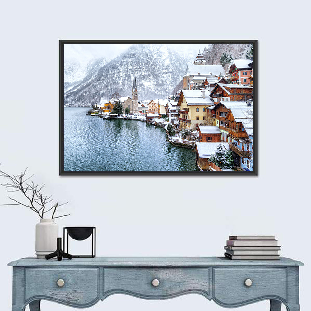 Hallstatt Winter Lakefront Wall Art
