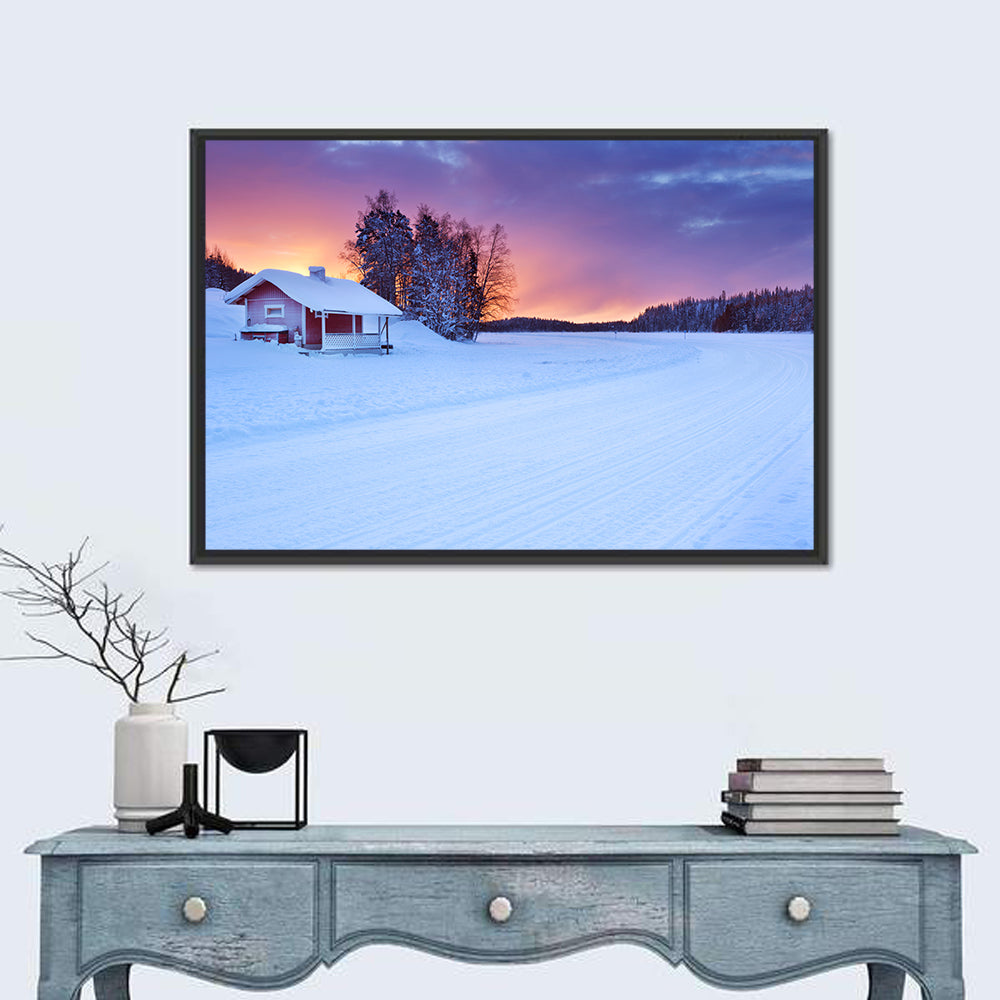 Lapland Sunrise Over Frozen Lake Wall Art