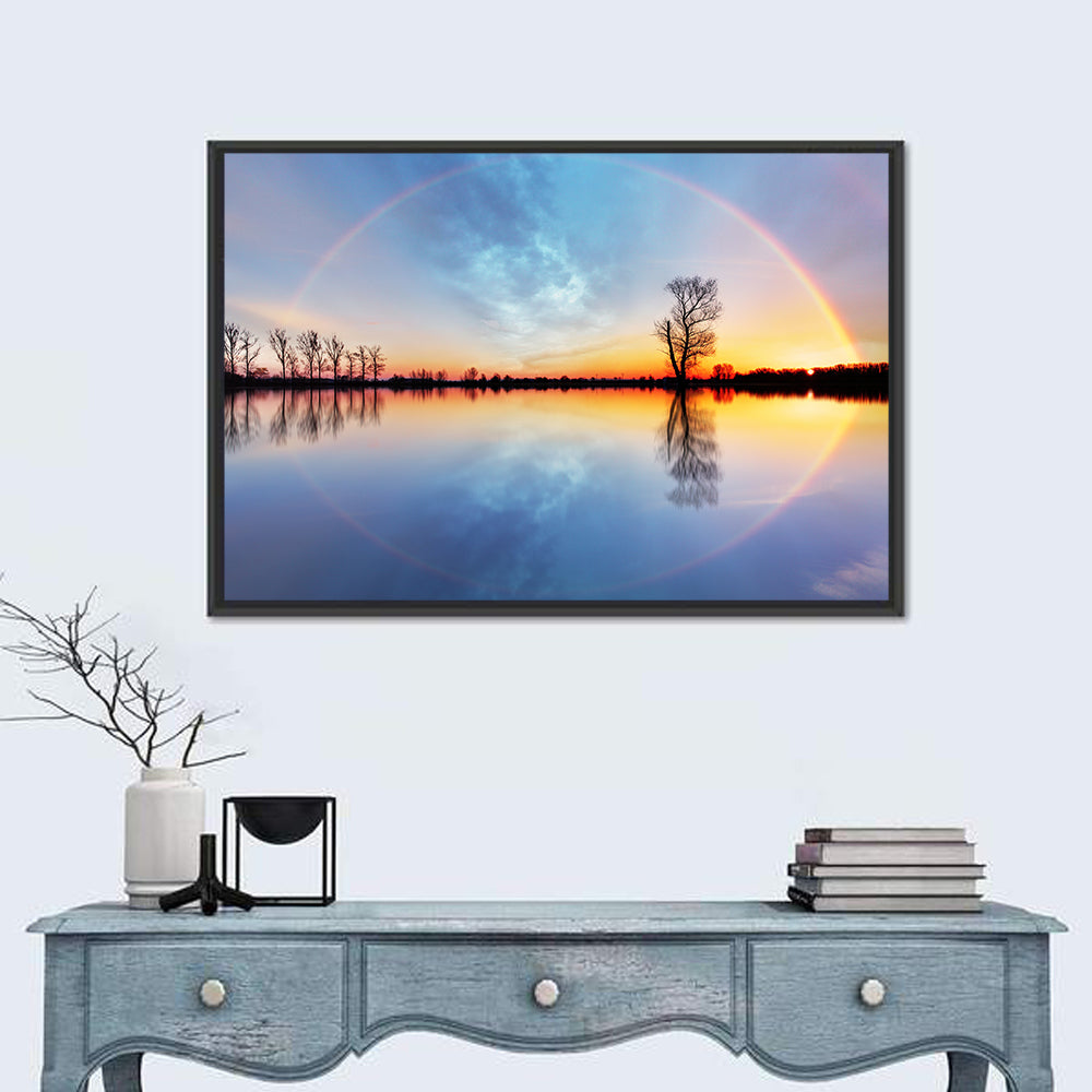 Rainbow Sunrise Over Lake Wall Art