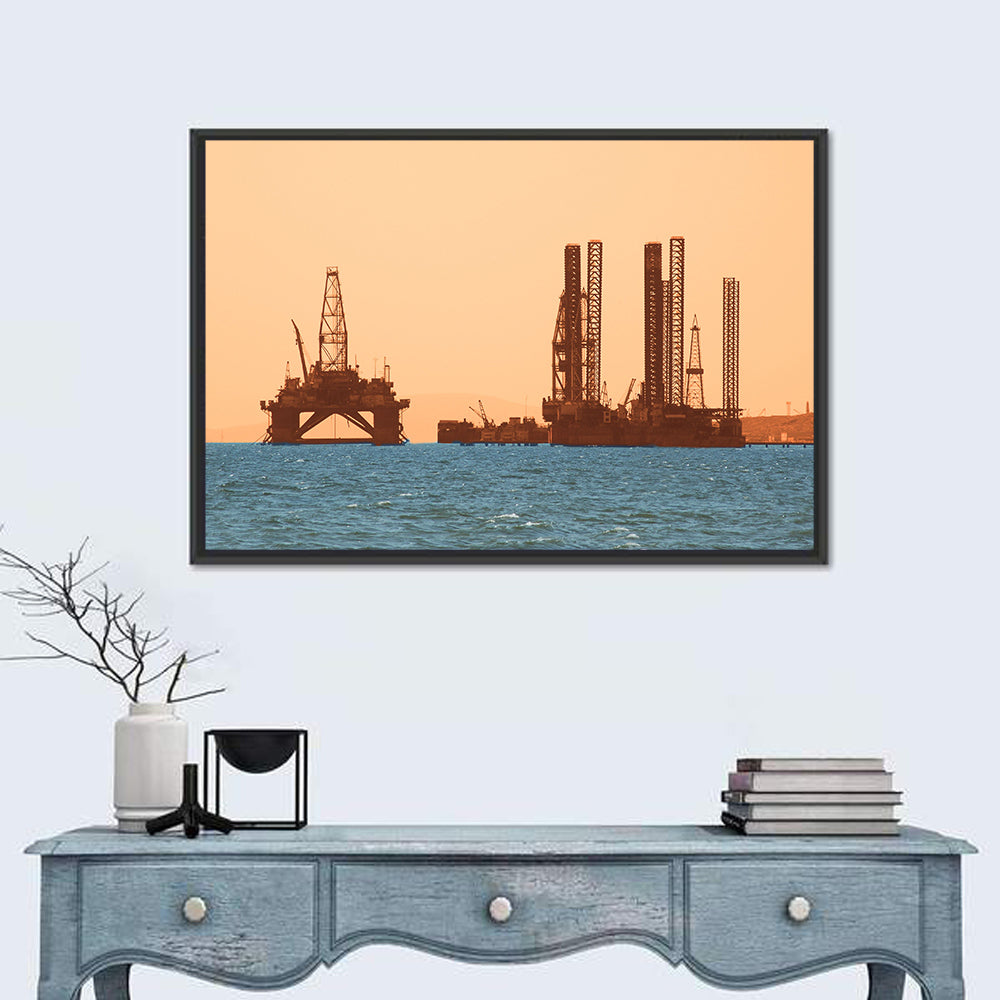 Baku Oil Rigs at Sunset Wall Art
