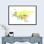 Eurasia Map with Country Labels Wall Art