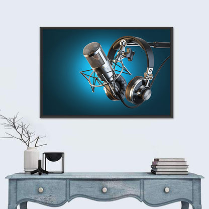 Condenser Microphone and Headphones Wall Art