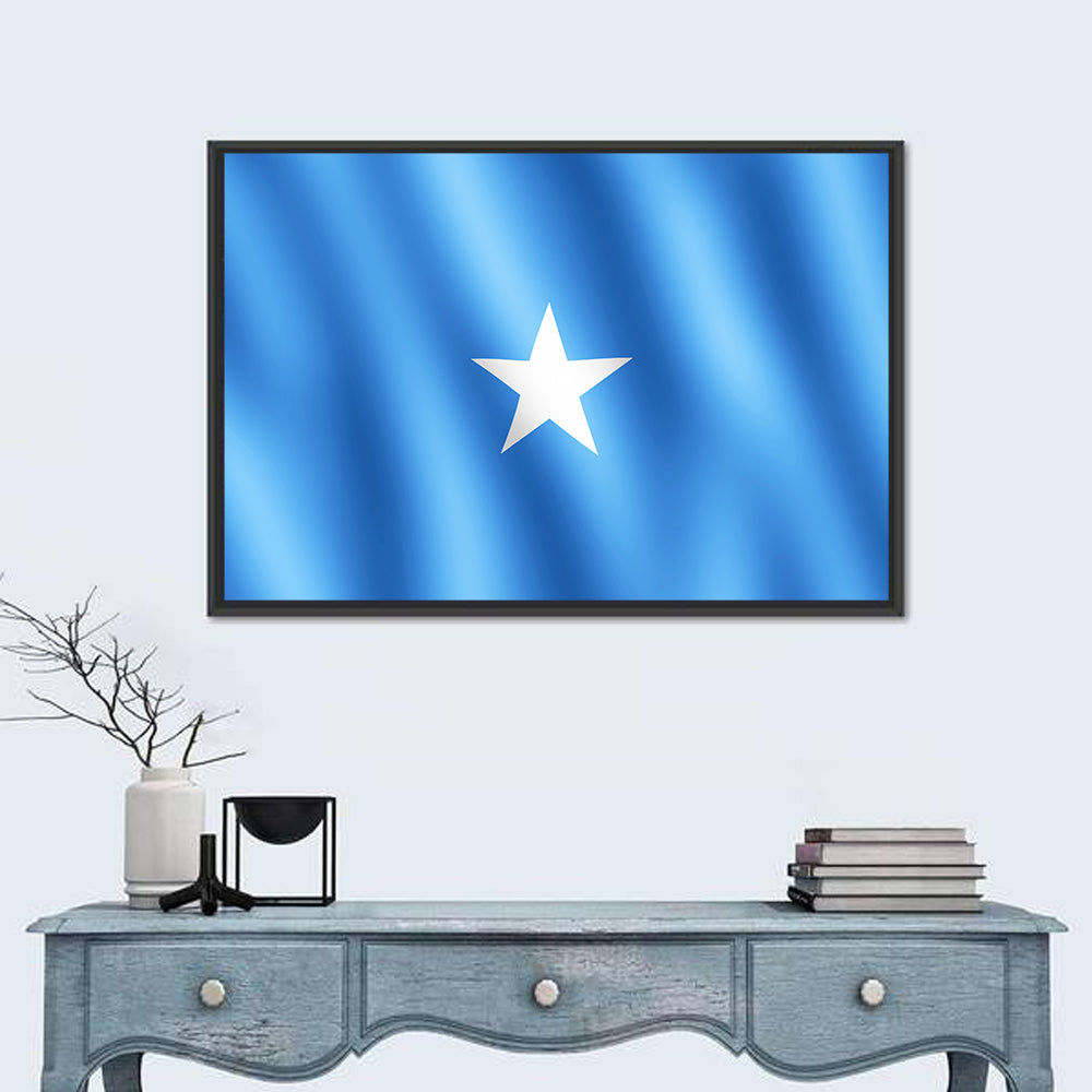 Somalia Flag with Five-pointed Star Wall Art in a room, landscape