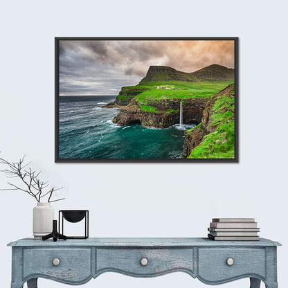 Gásadalur Múlafossur Waterfall Wall Art