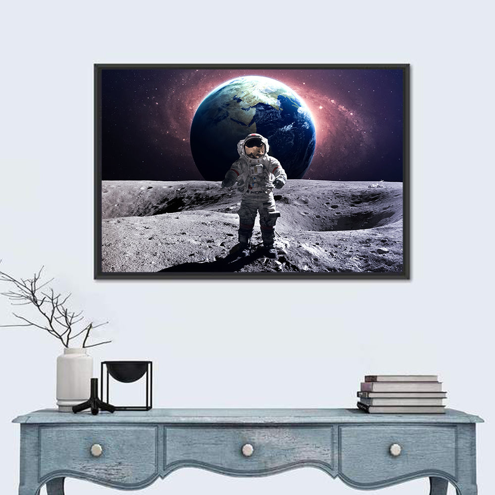 Astronaut At Spacewalk On Moon Wall Art