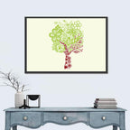 Surreal Tree with Sun Face Wall Art