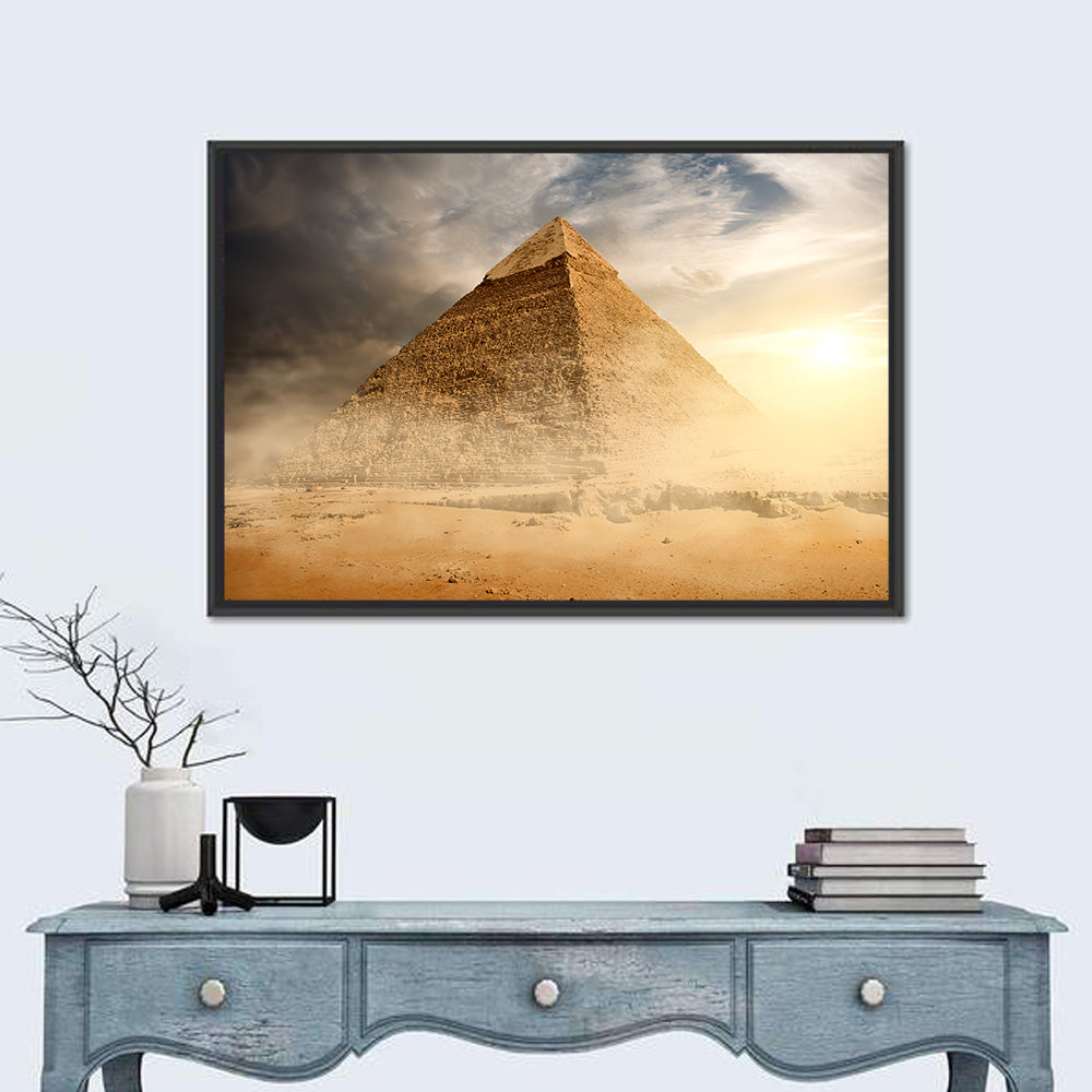 Great Pyramid in Desert Dust Wall Art