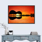 Sunset Trees and Lake Reflection Wall Art