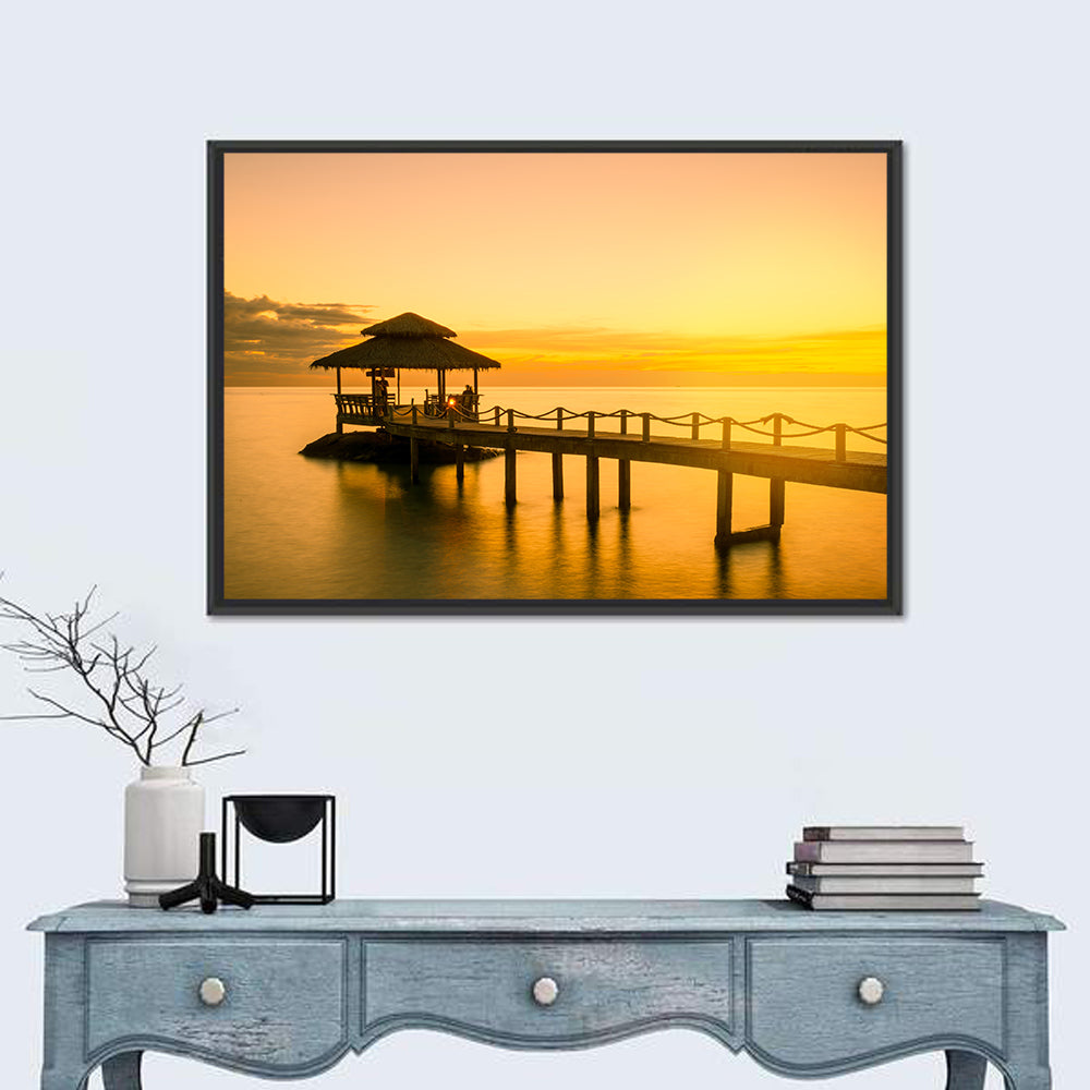 Phuket Wooden Pier at Sunset Wall Art in a room, landscape