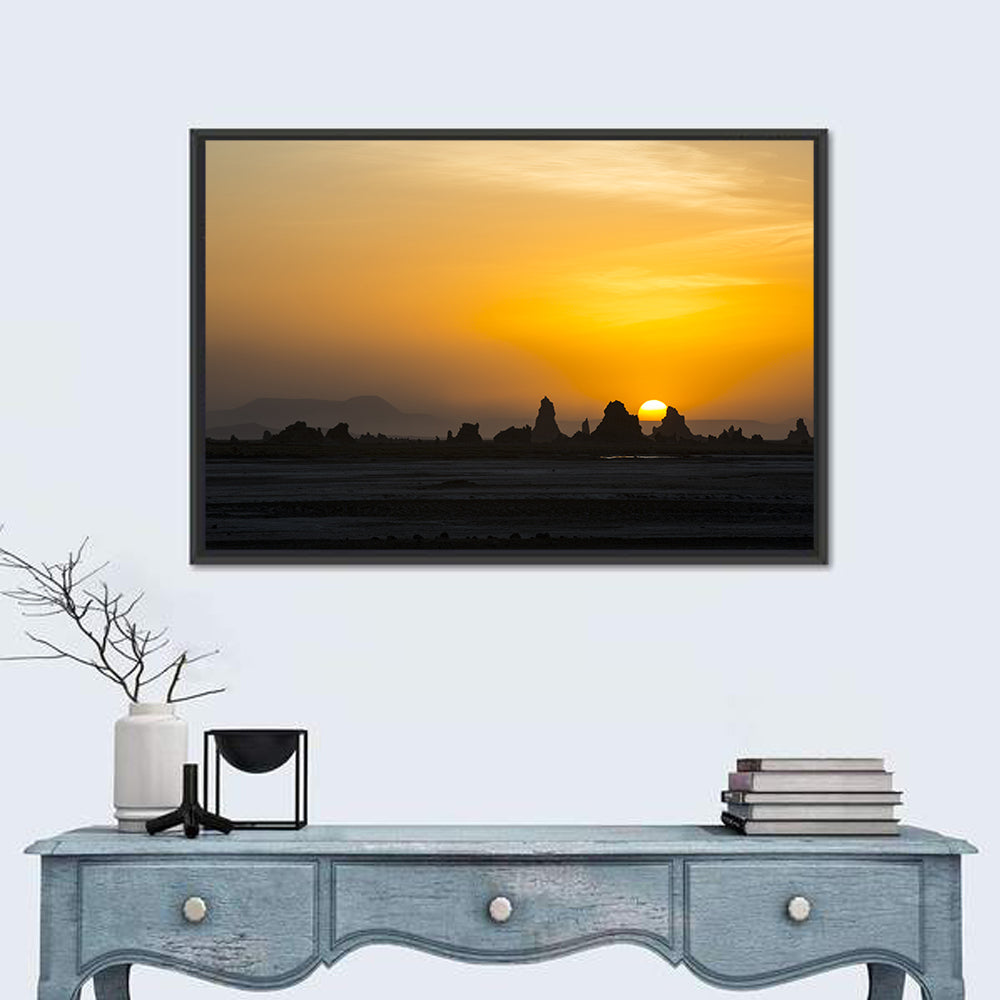 Sunset Over Lac Abbe Wall Art in a room, landscape