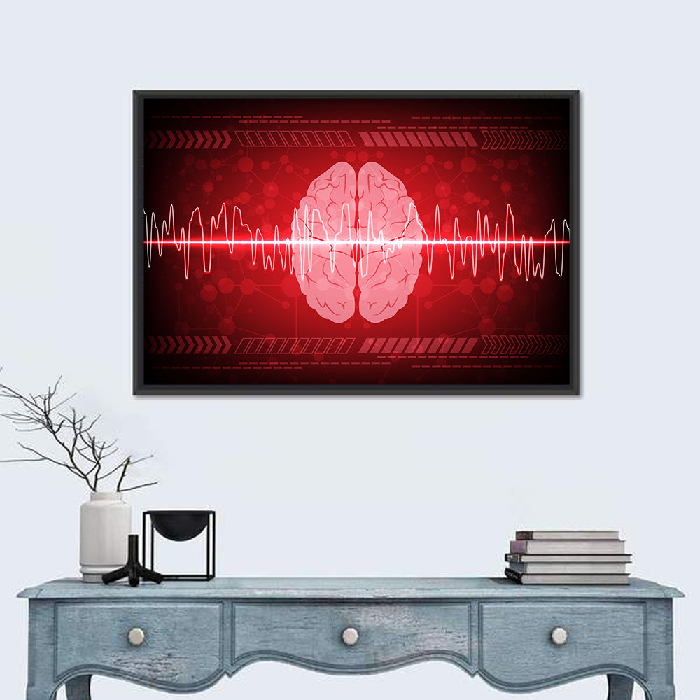 Red Brain Wave Concept Wall Art