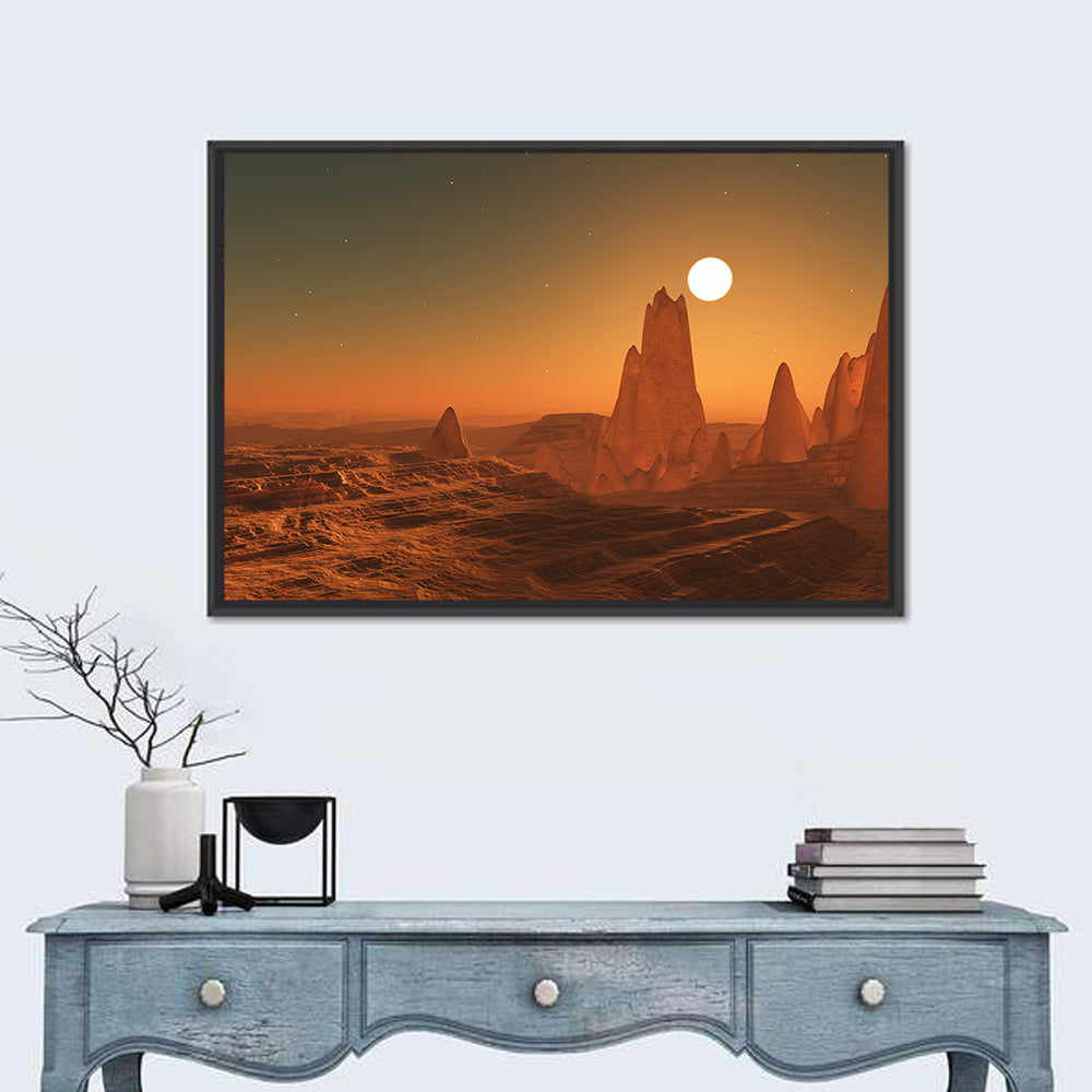 3d Surreal Alien Sunset Wall Art