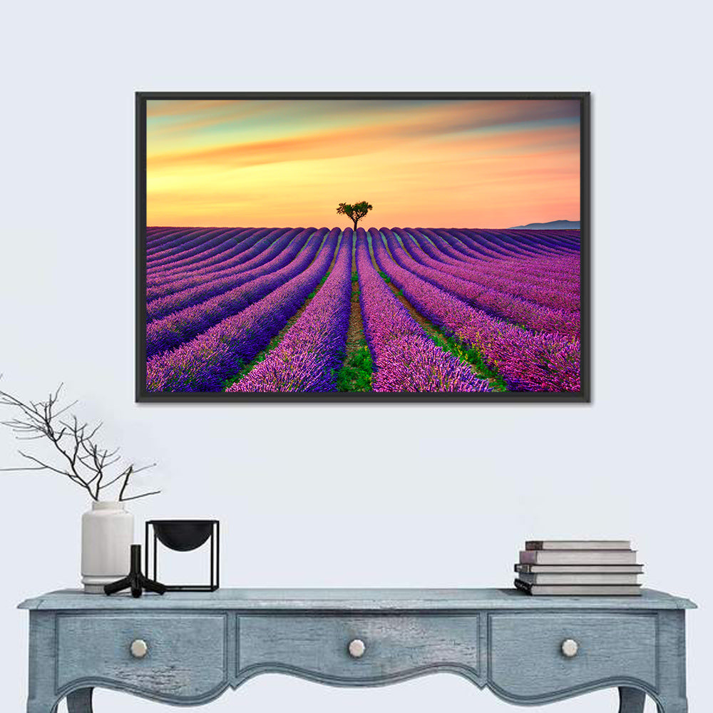 Lavender Field with Solitary Tree Wall Art
