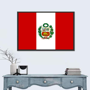 Peruvian Flag With National Emblem Wall Art