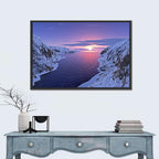 Snow-capped Mountain Fjord Sunset Wall Art