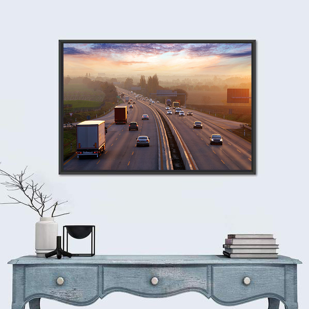 Chinese Highway at Sunset Wall Art in a room, landscape