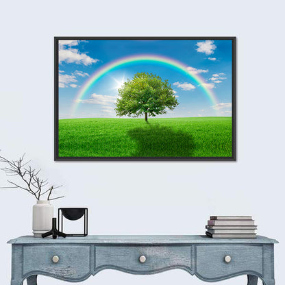 Oak Tree on Green Meadow Wall Art