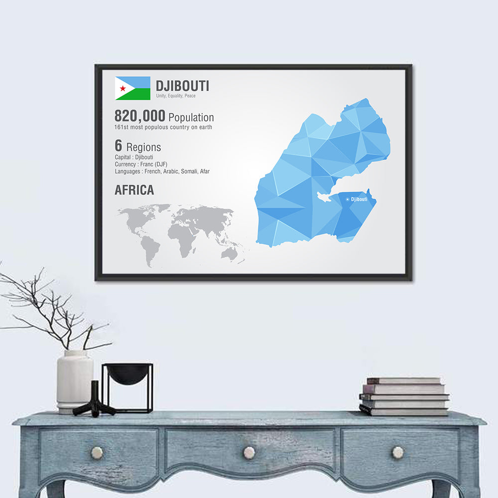 Djibouti Geometric Infographic Map Wall Art