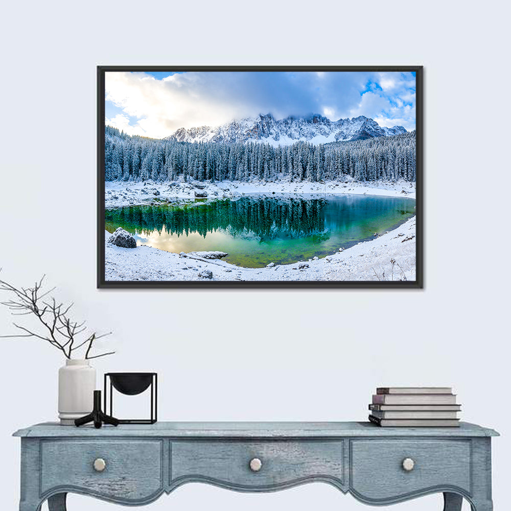 Snowy Mountain Lake Reflection Wall Art