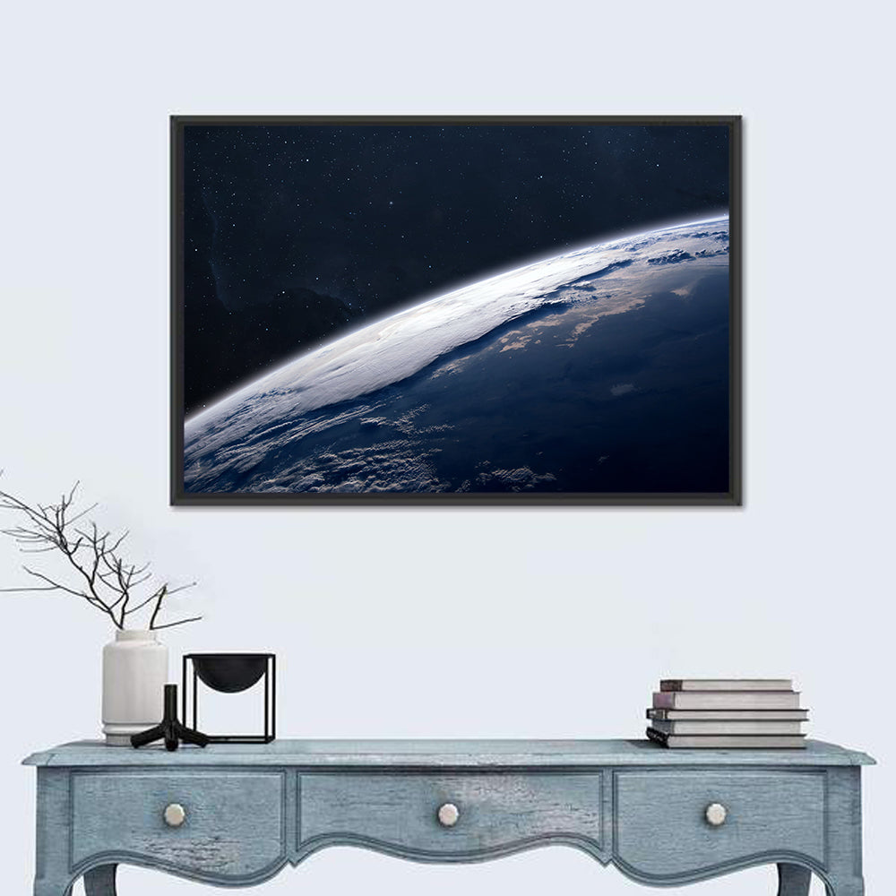 Planet Earth from Space Wall Art in a room, landscape