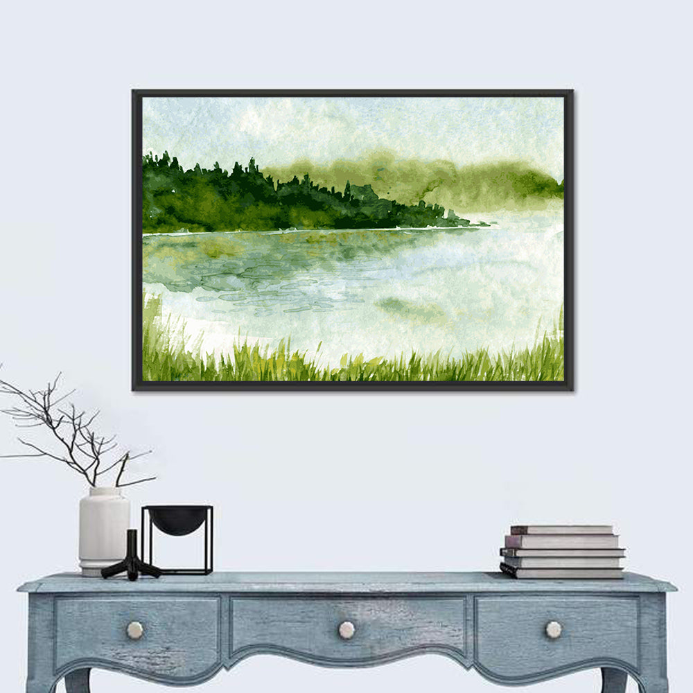 Misty Spruce Lake Landscape Wall Art