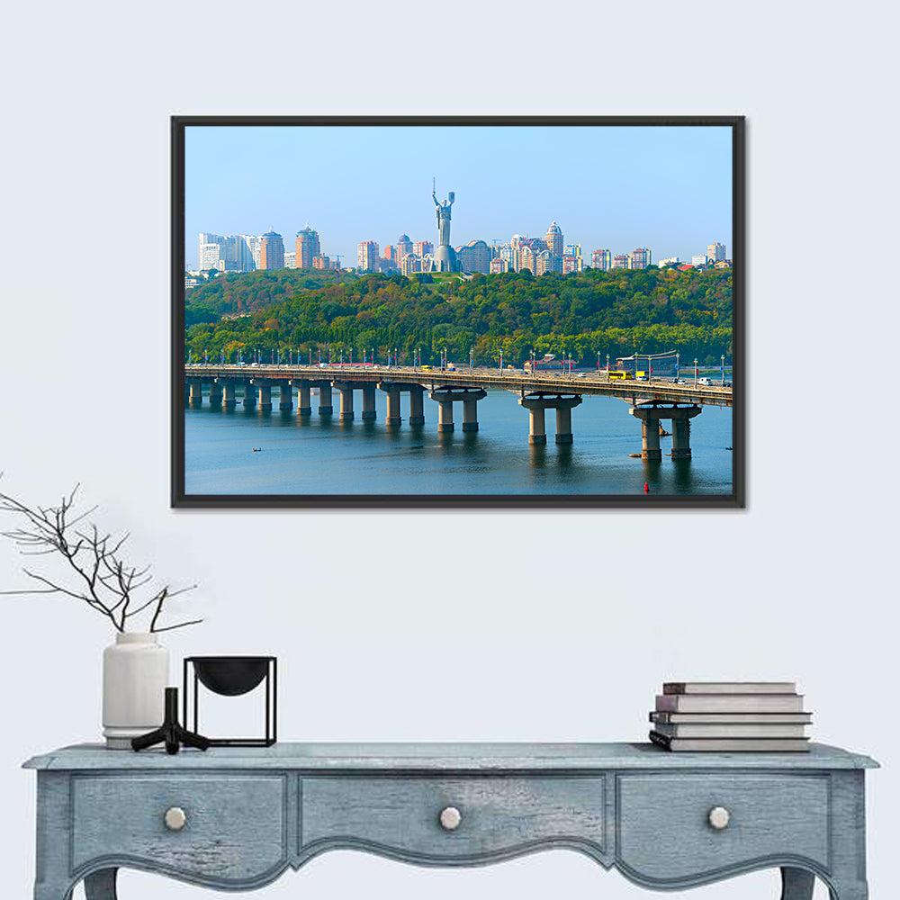 Paton Bridge with Motherland Monument Wall Art in a room, landscape