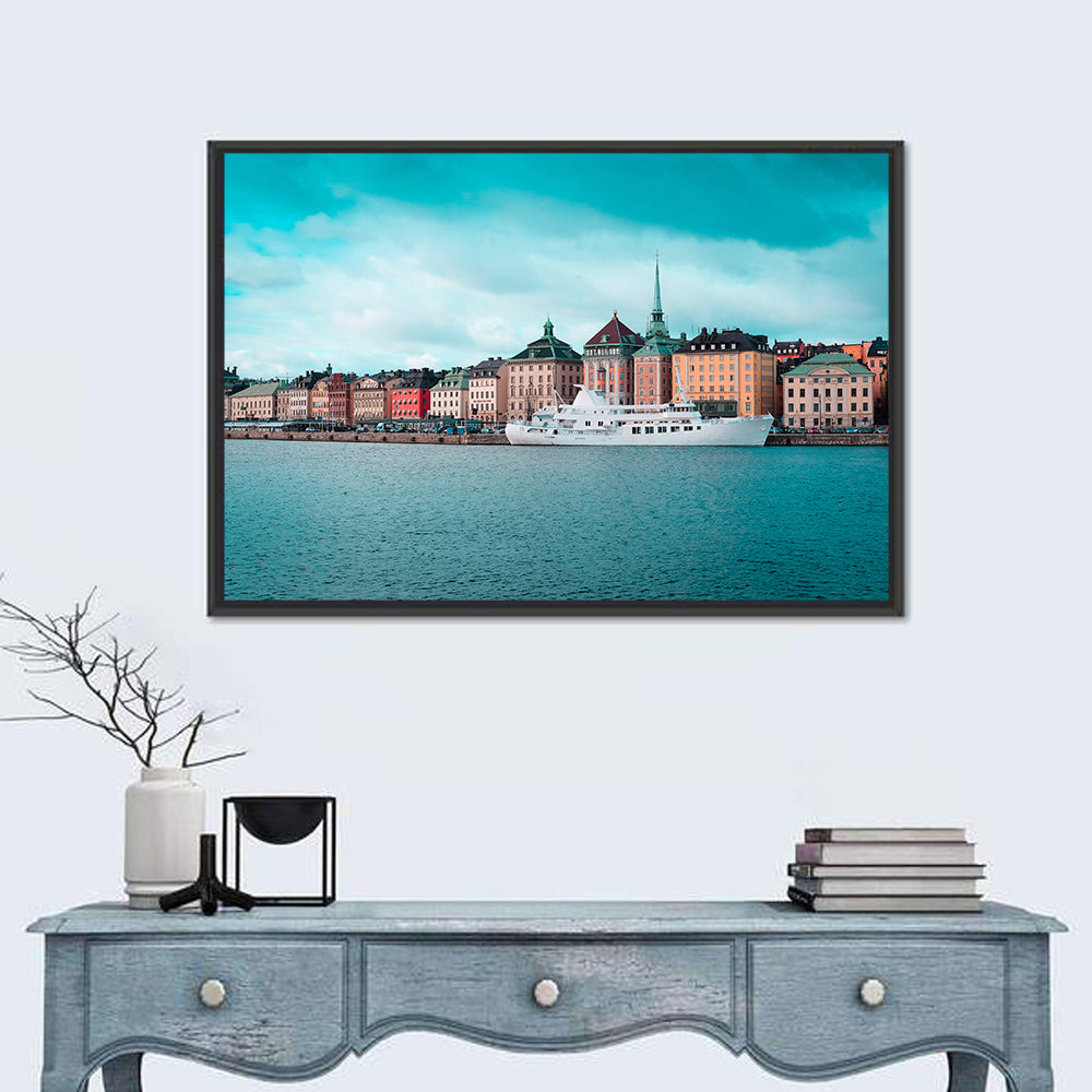 Stockholm Harbour Wall Art in a room, landscape