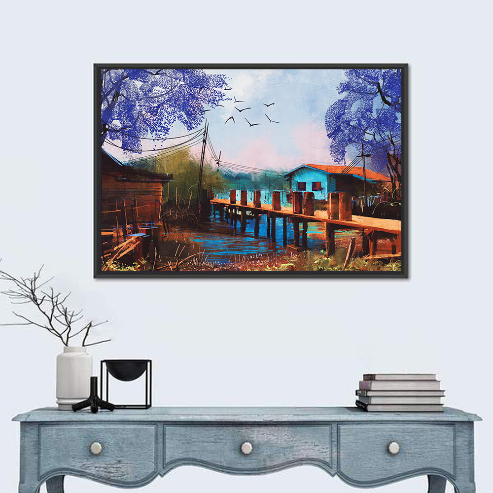 Rustic Fishing Village Pier Wall Art