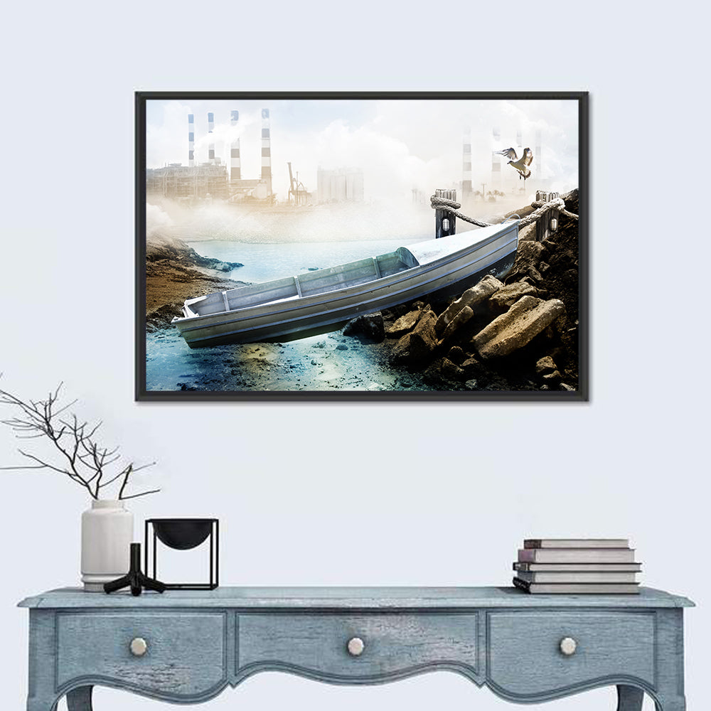 Aluminum Boat on Dry Lake Bed Wall Art