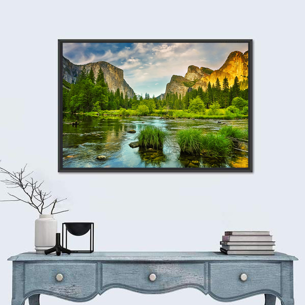 Yosemite Valley River Wall Art in a room, landscape