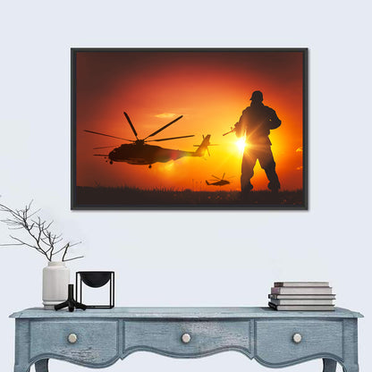 Soldier Silhouette at Sunset Wall Art