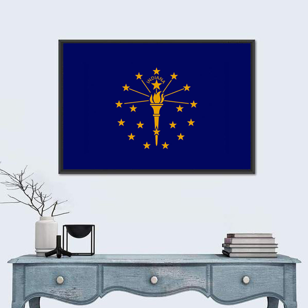 Indiana State Flag Graphic Wall Art in a room, landscape