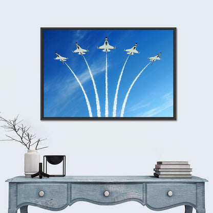 Five Fighter Jets Aerobatic Formation Wall Art