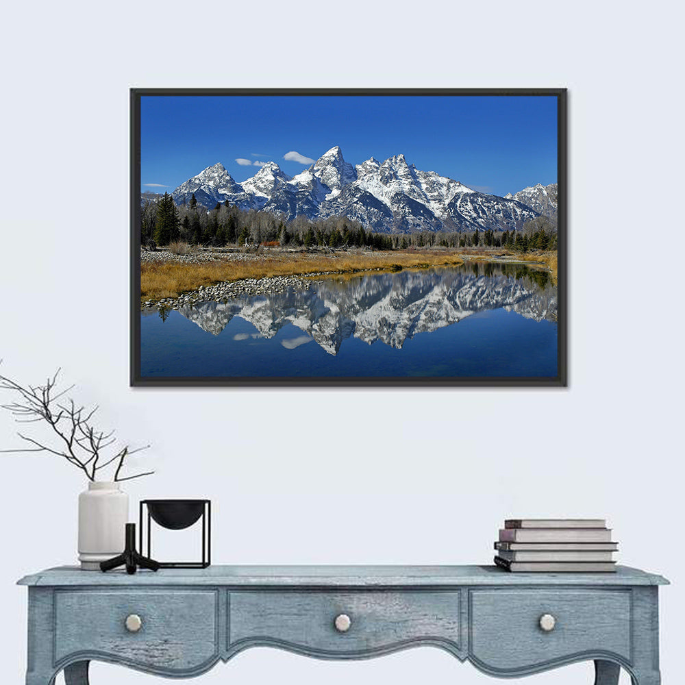 Grand Teton Reflection Wall Art in a room, landscape