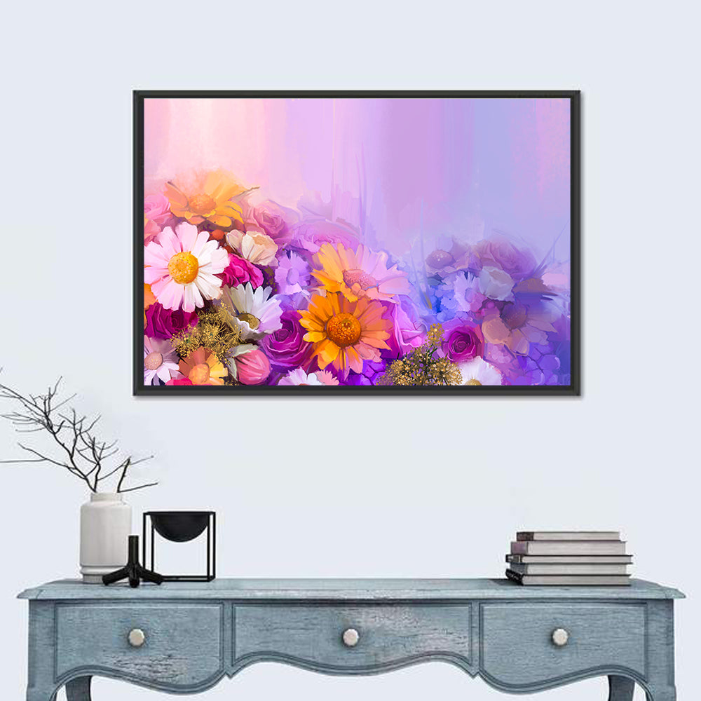 Spring Blooms with Gradient Wash Wall Art in a room, landscape