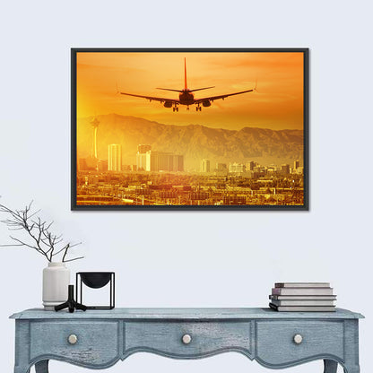 Las Vegas Sunset Plane Landing Wall Art