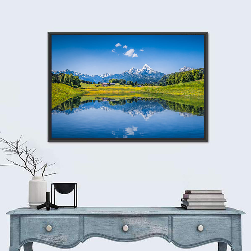 Watzmann Summer Reflection Wall Art in a room, landscape