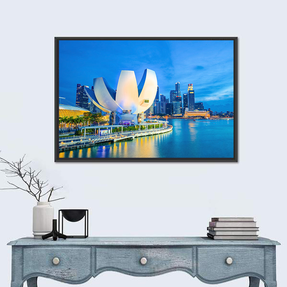 Marina Bay with Artscience Museum Wall Art in a room, landscape