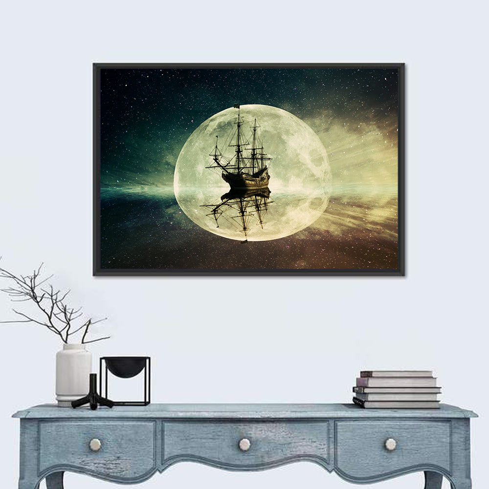 Moonlit Floating Ship Wall Art
