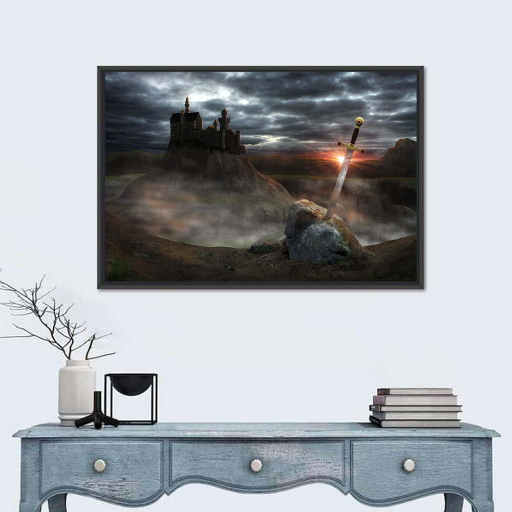 Camelot Castle with Excalibur Wall Art in a room, landscape