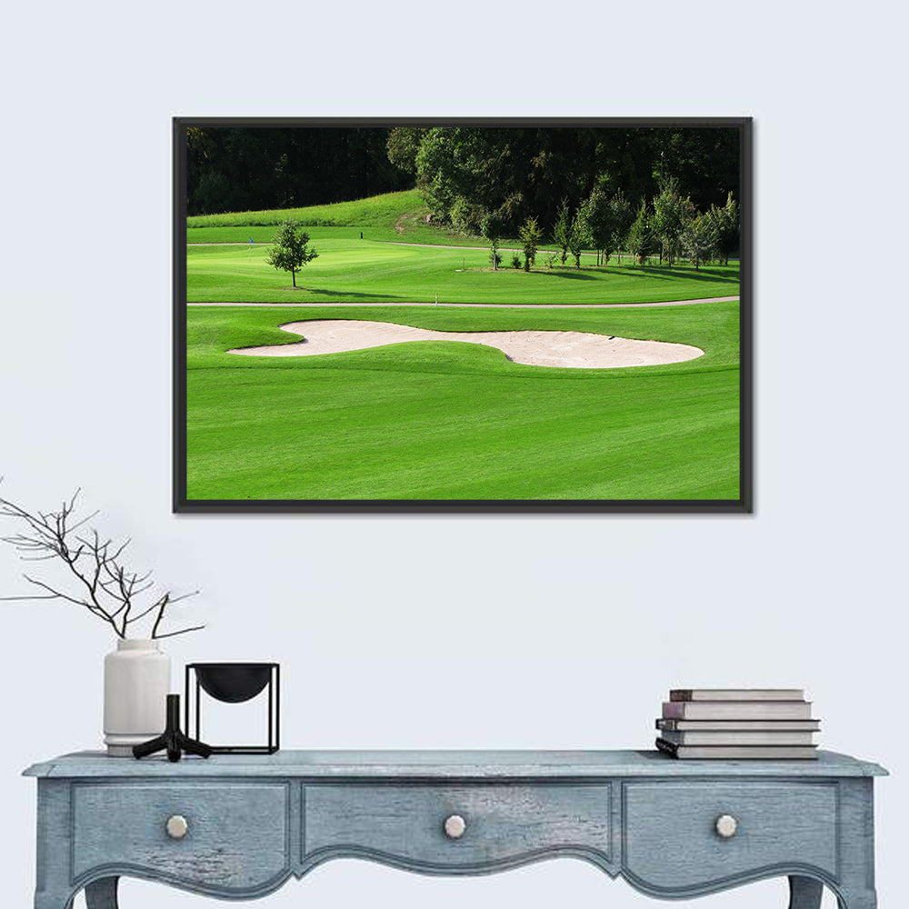 Golf Fairway with Sand Bunker Wall Art in a room, landscape