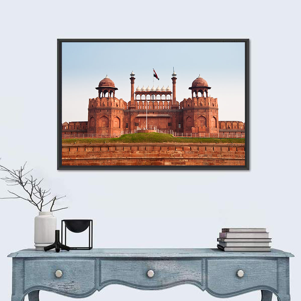 Red Fort Facade in Old Delhi Wall Art in a room, landscape
