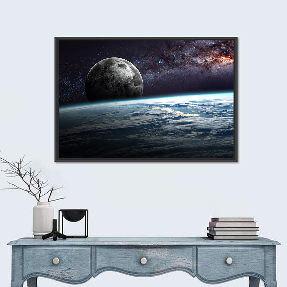 Rising Moon Above Earth Horizon Wall Art