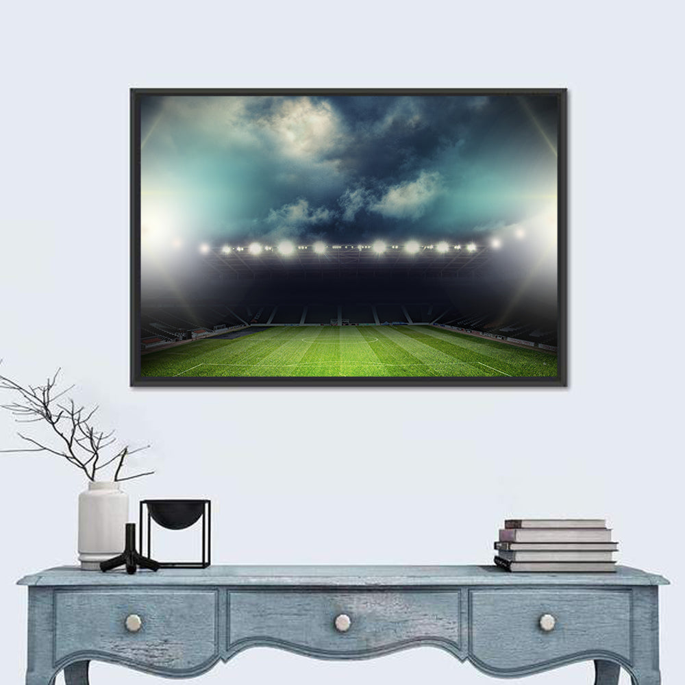 Stadium Under Floodlights Wall Art in a room, landscape