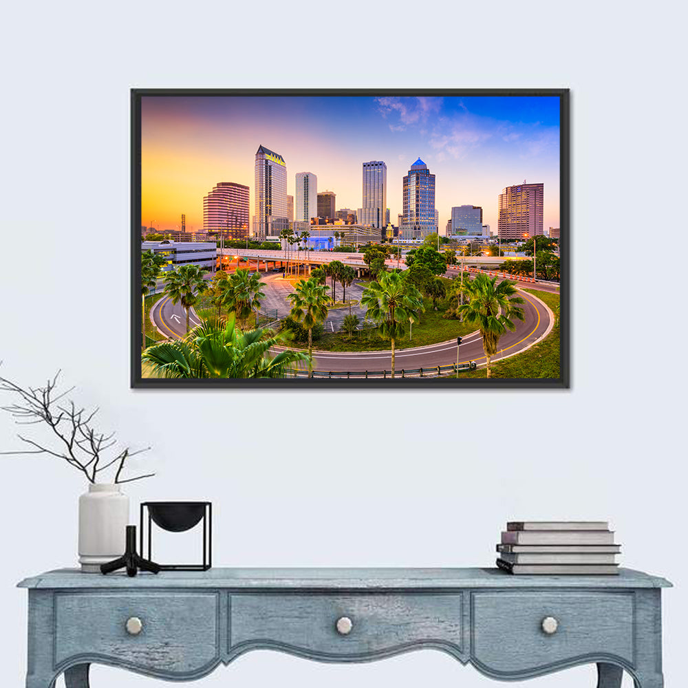 Tampa Downtown Skyline at Sunset Wall Art
