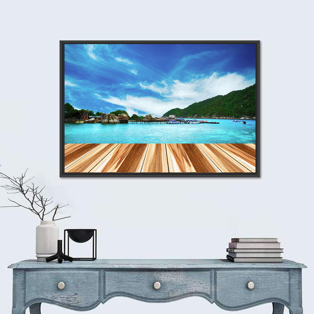 Nang Yuan Island Dock View Wall Art in a room, landscape