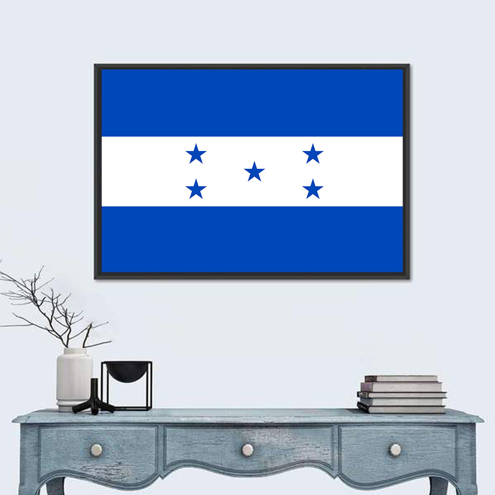 Honduras Flag Wall Art in a room, landscape