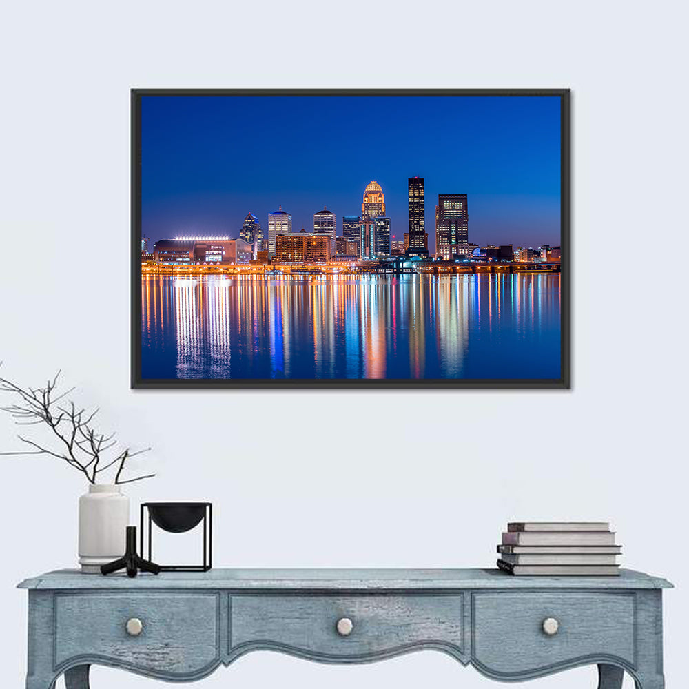 Downtown Louisville Skyline at Night Wall Art